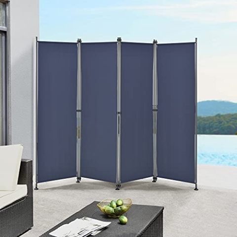 pro.tec Outdoor Trennwand 'Modica' 170x215cm Paravent Sichtschutz Spanische Wand Garten Dunkelblau