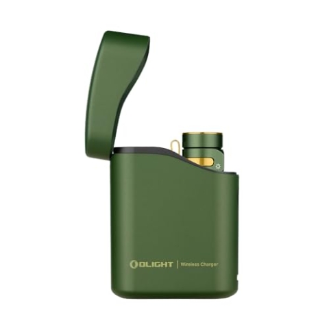 OLIGHT EDC Baton 4 Premium Taschenlampe | Leistung 1300 Lumen | Kabelloses Ladegerät im Lieferumfang enthalten | Akkulaufzeit 190 Tage (grün)