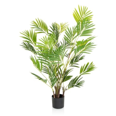 hjh OFFICE Kunstpflanze Areca I Höhe 120 cm Grün Deko Goldfruchtpalme pflegeleicht Zimmerpalme künstlich, 871010