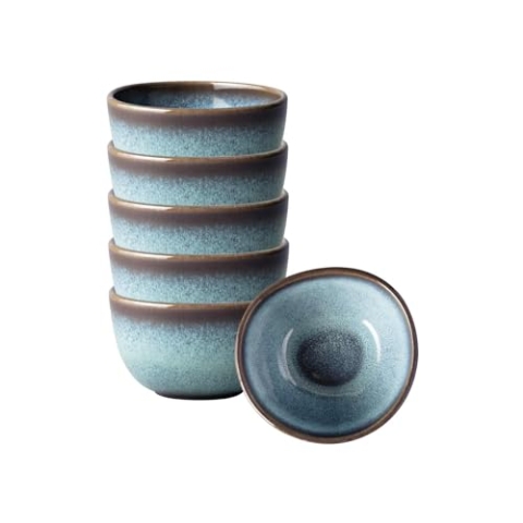 Villeroy & Boch like. by Lave Glacé Dipschälchen 6er Set, 140 ml, Schale für Dips & Snacks, 10x10x6 cm, Steingut, Türkis