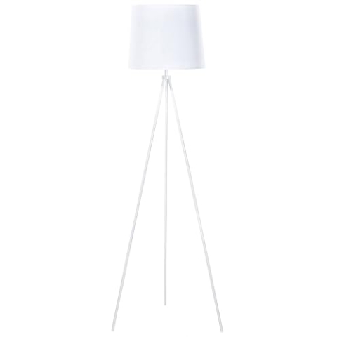 Stehlampe in industriellem Stil Lampenschirm aus Poly-Baumwolle weiß Sambra