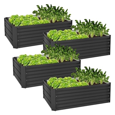 ML-Design 4er Set Hochbeet aus Metall für Garten, 90x60x30 cm, 150 Liter, Anthrazit, wetterfest, rostfrei, Outdoor, Pflanzbeet Pflanzkasten Blumenkasten Gartenbeet Gemüsebeet Frühbeet Kräuterbeet