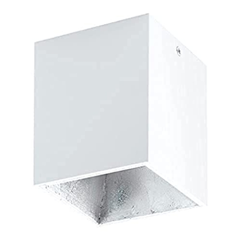 EGLO LED Deckenleuchte Polasso, 1 flammige Deckenlampe, Material: Aluminium, Kunststoff, Farbe: Weiß, silber, L: 10x10 cm