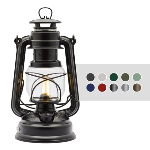 Feuerhand LED Laterne Baby Special 276 - stufenlos dimmbare Laterne für Wohnzimmer, Balkon oder Terrasse - mit warmweißem Licht, Akku- und Batteriebetrieb - Mattschwarz
