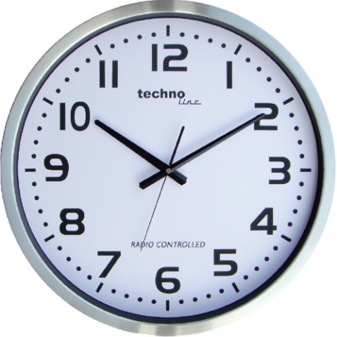 Technoline, WT 8995 Jumbo Funk-Wanduhr, Ø 50cm, Metallrahmen, Silber