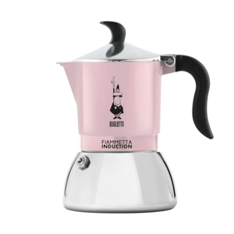 Bialetti Fiammetta Induktions-Kaffeemaschine, 4 Tassen (150 ml), für alle Herdarten geeignet, elegantes Design, rosa, Pinke Farbe