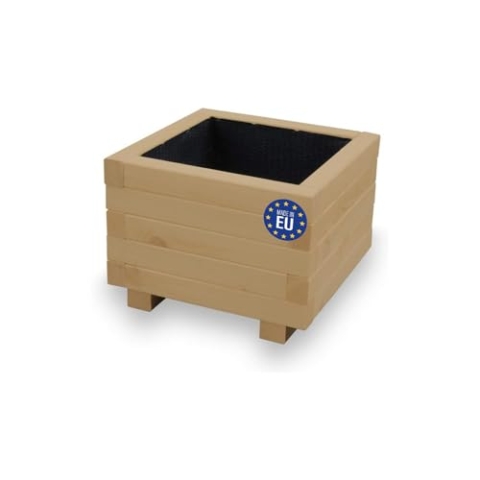 Alfalux Hochbeet Blumenkasten aus Holz Pflanzkübel Garten Balkon Terrasse Eiche 40KAN4030EI 40 x 40 x 30H cm