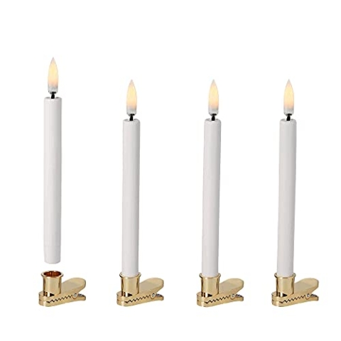 Piffany Copenhagen Uyuni Lighting Mini 4er Set LED Stabkerzen mit Clip 1,3 x 12 cm Kunstsoff Weiss - 6 Stunden Timerfunktion - Keine Brandgefahr, Keine Rußbildung und kein Geruch