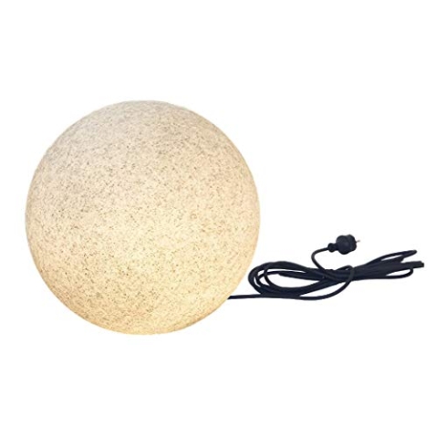 Trango 1er Set 200GB LED Kugel Granitstein-Optik Gartenkugel IP65 Kugelleuchte in 20cm Durchmesser incl. je 1x E27 LED Leuchtmittel mit je 5 Meter Kabel, Kugellampe, Gartenleuchte, Außenlampe