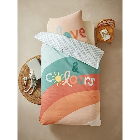 VERTBAUDET Kinder Bettwäsche-Set „Boho“ Oeko-Tex Mehrfarbig 140X200 50X75