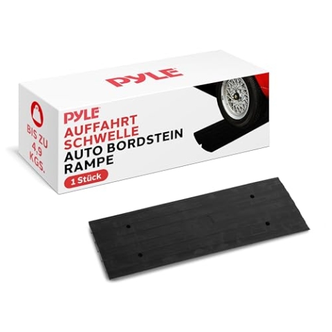Pyle Auffahrrampe PKW Bordsteinrampe Gummi – Car Ramp – Bordsteinrampe 7cm hoch, LKW & KFZ Auffahrrampen 5t geeignet als Auto Rampe, Fahrradrampe, Auffahrrampe Motorrad & Auffahrrampe für Anhänger