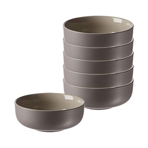 Ritzenhoff & Breker Müslischalen Jasper, Taupe, 6er Set, ø 14 cm, 500 ml, Steinzeug, Schalen mit Soft-Touch-Haptik & farbiger Matt-Glasur