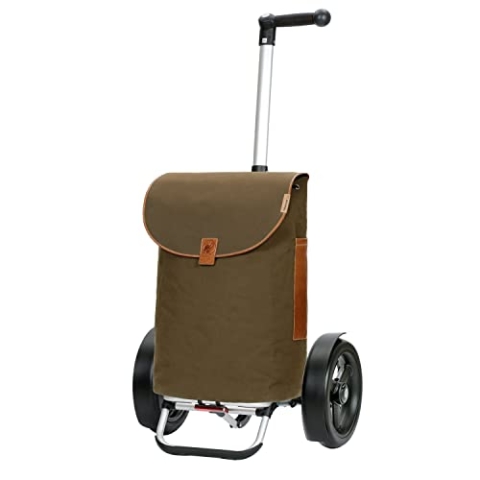 ANDERSEN Einkaufstrolley - Tura Shopper Saira Khaki 55 L Einkaufsroller,Leder,nachhaltig,XXL, Aluminium, Griff ergonomisch, klappbar, ...