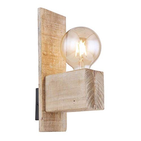 Wandleuchte Holz aufwärts schwarz matt dunkelbraun Holz rechteckig