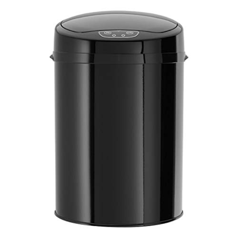 Echtwerk Büro-/Bad-/Kosmetikabfalleimer, Mülleimer mit Sensor, elektrischer Müllbehälter, Infrarot Bewegungssensor, touchless, Korpus aus Edelstahl, Fassungsvermögen 9 Liter, INOX BLACK