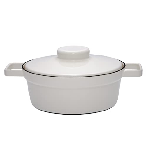 Riess, 2113-211, Kasserolle mit Deckel 24cm, LIGHT GREY, AROMAPOTS, Truehomeware, Durchmesser 24 cm, Inhalt 2.0 Liter, Topf mit Deckel, für den Backofen geeignet, Emaille, grau, Induktion