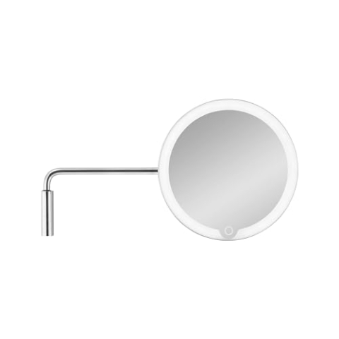 Blomus LED Kosmetikspiegel MODO mit Wandhalterung | Akku Schminkspiegel aus mattem Edelstahl | Touch, 3 Lichtfarben, Dimmbar | 14L x 20B x 34,5H cm | 5-Fach Vergrößerungsspiegel inkl. USB-C Kabel