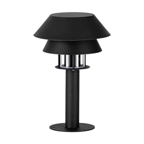 EGLO Outdoor Sockelleuchte Chiappera, Außenlampe für Garten, Außenleuchte stehend, Pollerleuchte aus Metall in Schwarz und Glas in Transparent, Lampe außen mit E27 Fassung, IP65