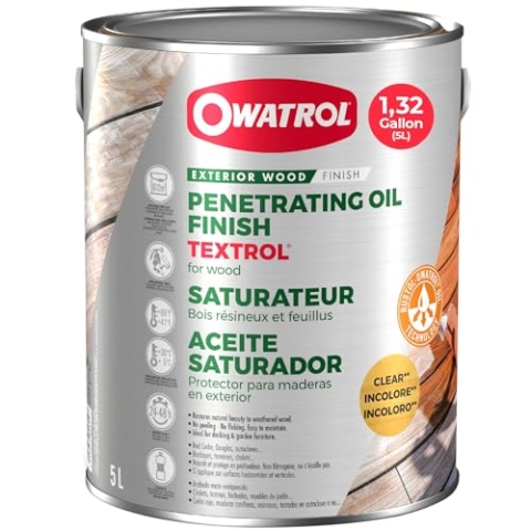 OWATROL® TEXTROL Holz Öl farblos - 5L - Holzöl für Außenbereich - Holzpflegemittel Möbel - Öl für Gartenmöbel - Holz Pflege Öl - Holzlasur Aussen - Pflegeöl für Holzmöbel