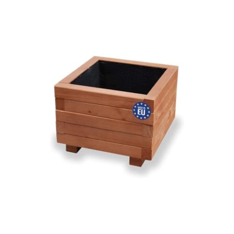 Alfalux Blumenkasten Pflanzkasten Aus Holz Pflanzkübel Balkonkasten Pflanzgefäß Garten Balkon Terrasse NUSS-BRAUN AB40KAN4030NU 40 x 40 x 30H cm mit 1 x Wasserablauf