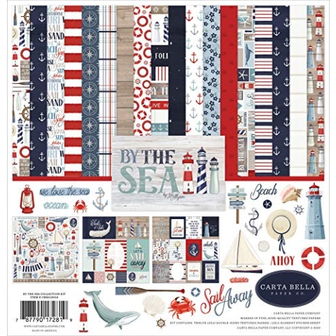 Carta Bella Paper Company By The Sea Collection Kit Papier, Rot, Blau, Marineblau, Blaugrün, Creme