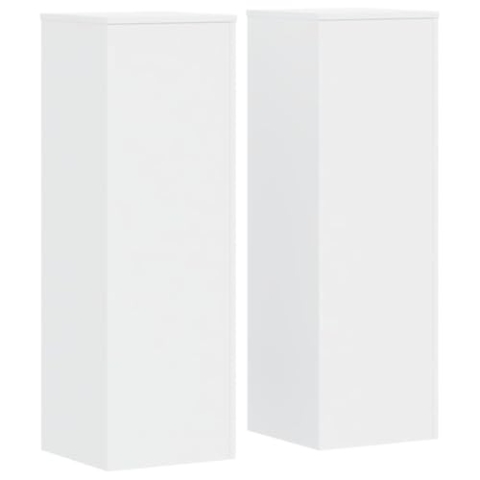 vidaXL Pflanzenständer 2 Stk., Blumenständer Hohle Konstruktion, Dekosäule Podest für Pflanzen Dekoartikel, Blumenhocker Blumensäule, Weiß Holzwerkstoff