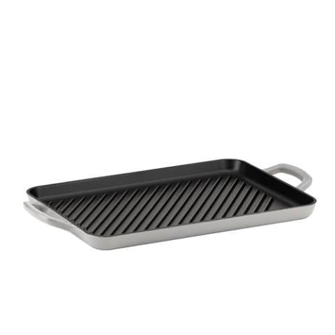 kela Grillplatte Calido, Gusseisen, hellgrau, Allherdboden, rau emailliert, hitzebeständig bis 300° C, 12612, Grau