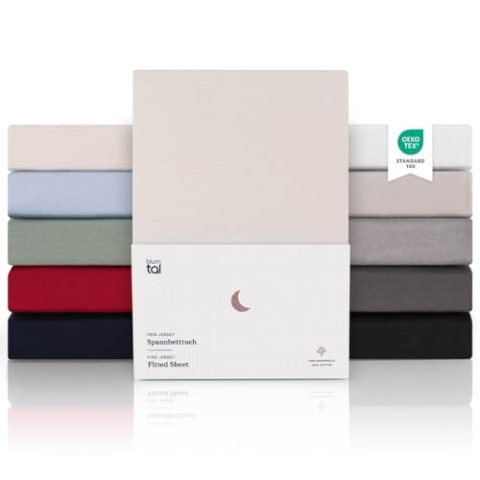 Blumtal® Premium Spannbettlaken 140x200cm 2er Set Jersey - OEKO-TEX zertifiziertes Spannbettlaken 140x200cm Baumwolle 100% - Spannbetttuch 140x200 für Matratzen 25cm/140x200 Spannbettlaken - Elfenbein