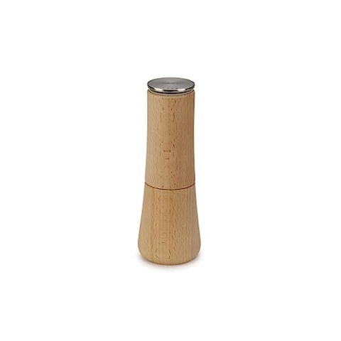 Joseph Joseph Milltop Salzmühle, nachfüllbar, mit Keramikmahlwerk und Anti-Verschütt-Design, aus Buchenholz