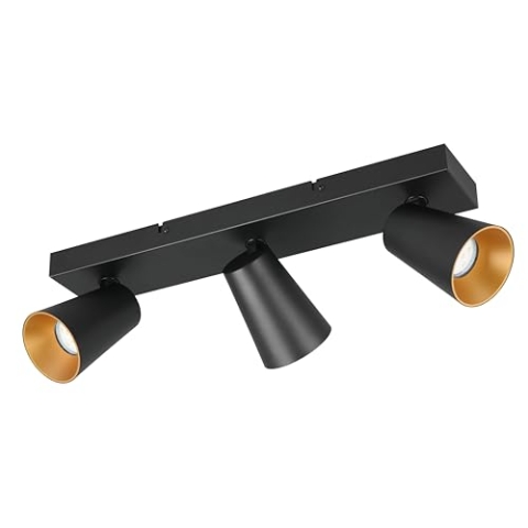 Trio Leuchten Spotbalken Sharp 817100332, Metall Schwarz matt, Cover goldfarbig/schwarz, exkl. 3x GU10