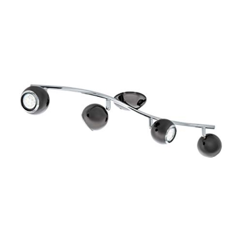 EGLO LED Deckenlampe Bimeda, 4 flammige Deckenleuchte, Deckenstrahler aus Metall in Nickel-Nero und Chrom, Wohnzimmerlampe, Spots inkl. GU10 Leuchtmittel, warmweiß