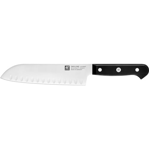 ZWILLING Gourmet Santokumesser, 18 cm, Rostfreier Spezialstahl, Ergonomischer Kunststoff-Griff, Schwarz - Made in Germany