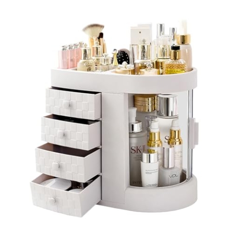 STRADO Schminktisch Make Up Organizer für Kosmetik | Organizer Box Badezimmer Organizer Schmink Organizer Skin Care Organizer Badorganizer Parfüm Regal | Zimmer Deko Aesthetic Clean Girl
