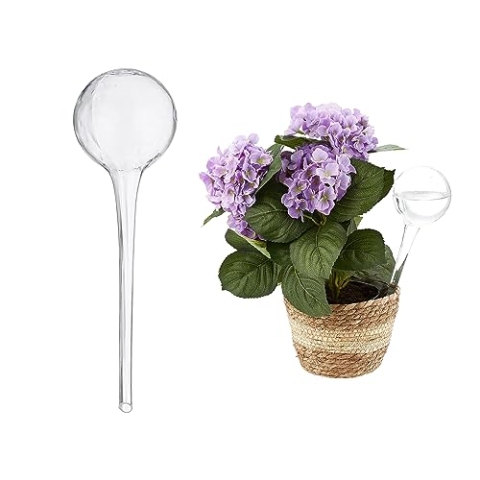 Relaxdays 12 x Bewässerungskugel, dosierte Pflanzen Bewässerung, Blumentopf, Gießhilfe Büro, Urlaub, Glas Ø 9cm, transparent
