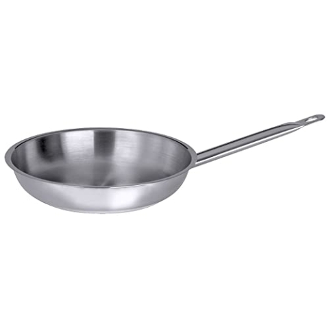 Contacto Edelstahl Bratpfanne 24 cm, seidenmatt gebürstet, verkapselter Sandwichboden, induktionsgeeignet