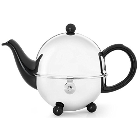 Steingut-Teekanne Cosy® schwarz mit filzisoliertem Edelstahlmantel 0,5 ltr.