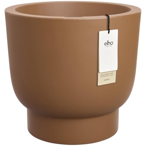 elho Amber Grail 30 - Blumentopf für Innen und Außen - 100% Recyceltem Plastik - Ø 29.5 x H 28.3 cm - Braun/Karamell