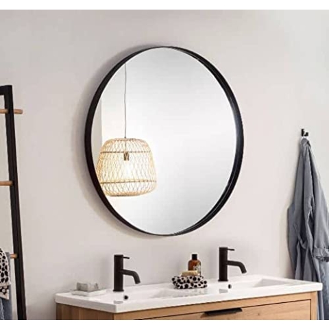 Van Heck New Country runder Spiegel 90cm Schwarz