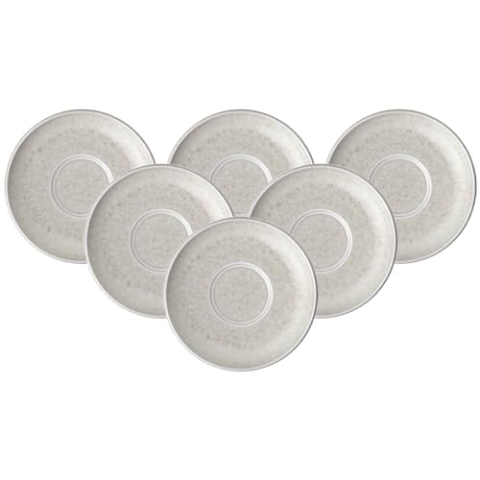 Villeroy & Boch like. by Perlemor Sand Espressountertassen 6er Set, 12 x 2 cm, Untertassen im Pottery Look mit Effektglasur, Premium Porzellan