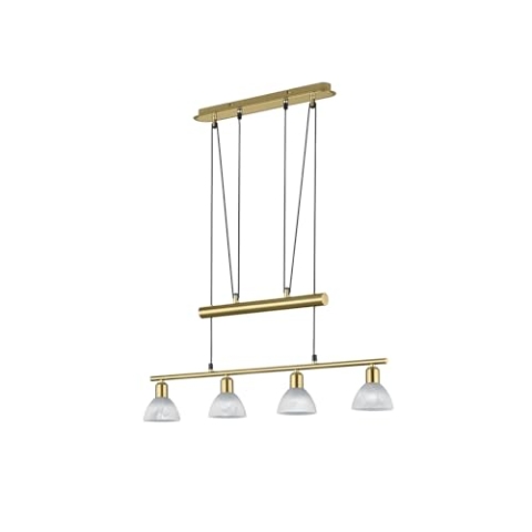 Trio Leuchten LED-JoJo-Pendelleuchte "Levisto" in Messing matt, Glas alabasterfarbig weiß 371010408