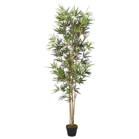 vidaXL Bambusbaum Künstlich, Kunstpflanze mit 1104 Blättern, Kunstbaum Dekobaum für Innen Außen, Künstliche Pflanze Zimmerpflanze, Grün 180 cm