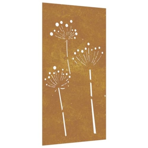 vidaXL Garten Wanddeko, Gartendeko mit Blumen-Design, Wandbild Wandschmuck Wetterfest, Wandkunst Dekoration Wanddekoration, Cortenstahl