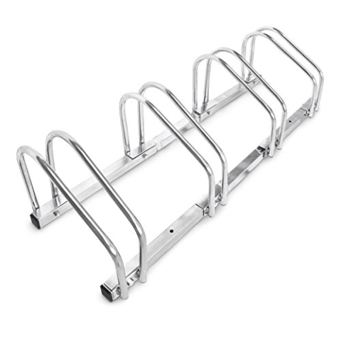Relaxdays 2 x 4er Fahrradständer im Set, Mehrfachständer für je 4 Fahrräder, zur Boden- und Wandmontage, HBT 26 x 100 x 32 cm, Silber