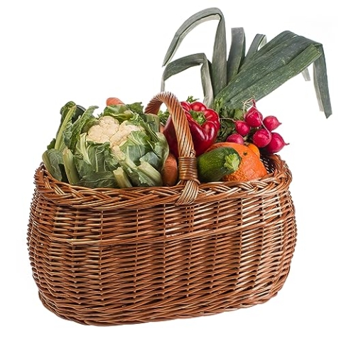 Henkelkorb Weidengeflecht für Einkauf in Naturfarbe oder in 3 verschiedenen Farben lackiert Geräumig und Komfortabel Einkaufskorb Geschenkkorb 45x30x35cm