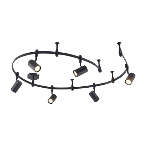 Lindby Stromschienenleuchte Delila (Modern) in Schwarz aus Metall (6 flammig, GU10) - 1-Phasen Stromschiene Stromschienenstrahler Wohnzimmerleuchte