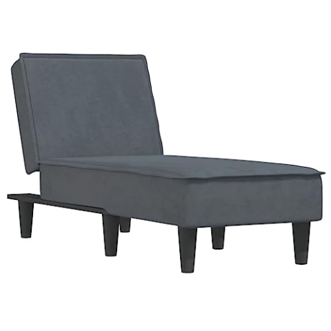 vidaXL Chaiselongue, Sofa in 3 Positionen zum Sitzen Entspannen Schlafen Verstellbar, Couch in Eleganter Optik, Liege Schlafsofa Loungesofa Liegesofa, Dunkelgrau Samt