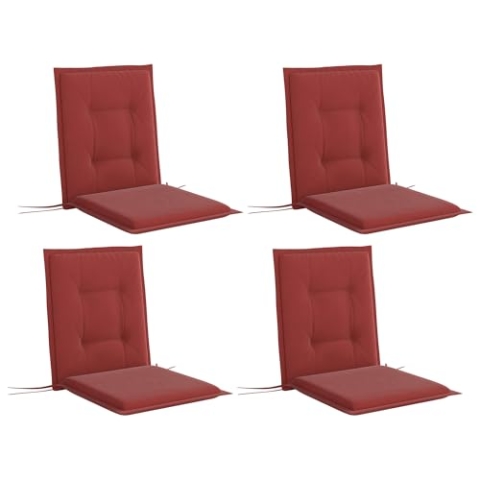 Outsunny 4er Set Sitzkissen 108 x 50 x 5 cm Stuhlkissen mit Bändern, Outdoor Indoor Sitzauflage, Sitzpolster, Bankpolster für Gartenmöbel, Sitzsthul, Essstuhl, Weinrot