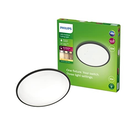 PHILIPS Superslim CL550 Deckenl. sw 27K 15W SS RD, Schwarz