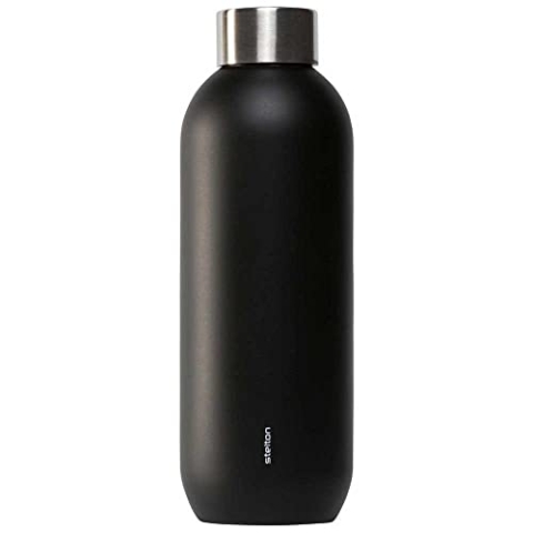 Stelton Thermosflasche Keep Cool - Thermo-Trinkflasche - Doppelwandige Isolierkanne - Moderner Design-Thermobecher für Wasser, heiße & kalte Getränke, Kaffee, Tee - 0,6 Liter, Schwarz