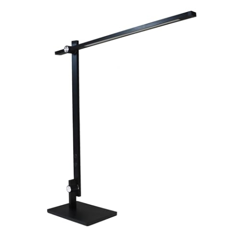 Unilux Lumilight LED Elegante Schreibtisch-Leuchte aus Aluminium, großer Bewegungsspielraum, dimmbare Lampe, Einstellung der Farbtemperatur, 1120 lm, schwarz